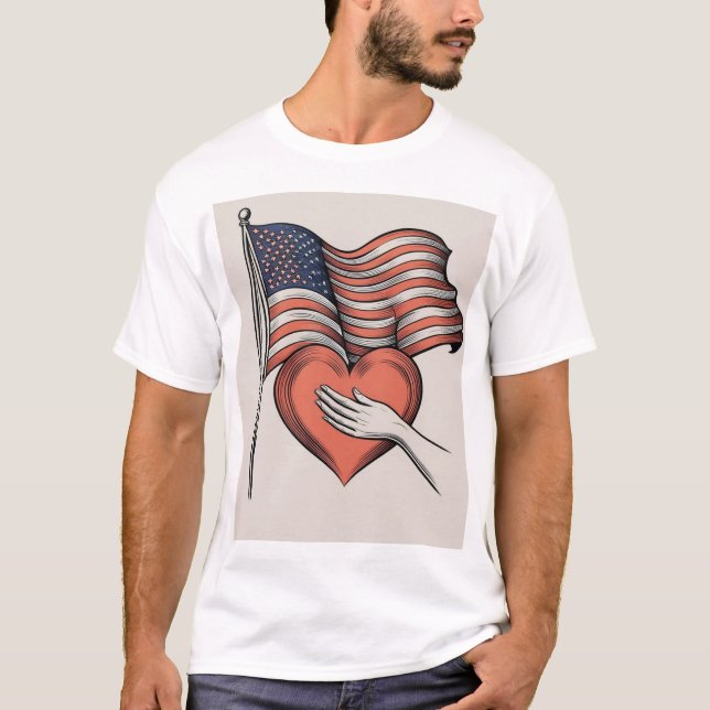 Diseño de camiseta de corazón patriótico (Anverso)