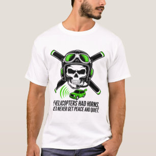 Diseño de camiseta de cráneo de piloto de helicópt