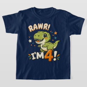 Diseño de camiseta de cumpleaños número 4 de dinos