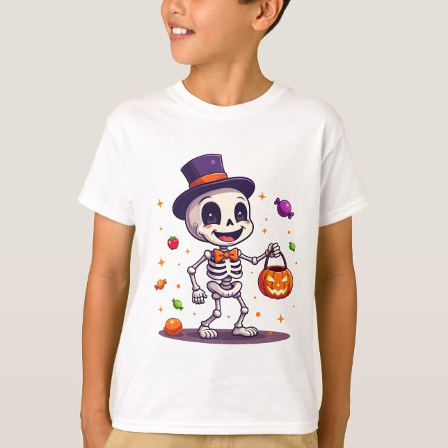 Diseño de camiseta de dulces de esqueleto de Hallo (Anverso)