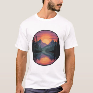 diseño de camiseta de escena natural de puesta de 