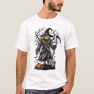 Diseño de camiseta de espantapájaros de calabaza d