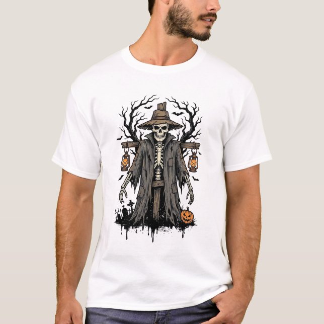 Diseño de camiseta de espantapájaros esqueleto de  (Anverso)