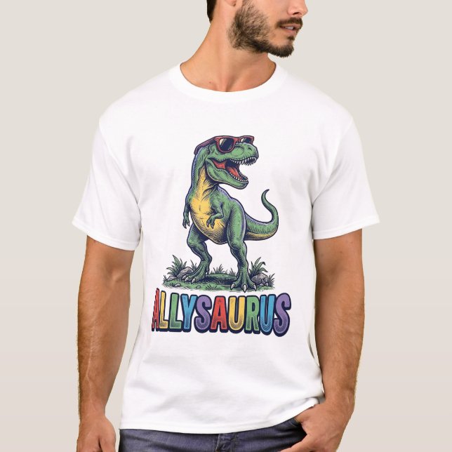 Diseño de camiseta de gafas de sol de dinosaurio v (Anverso)