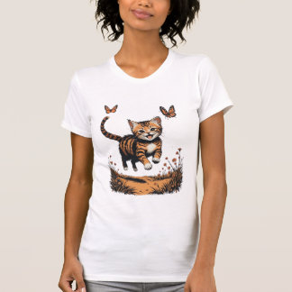 Diseño de camiseta de gatito juguetón