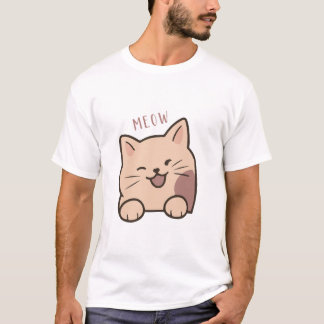 Diseño de camiseta de gato lindo Meow