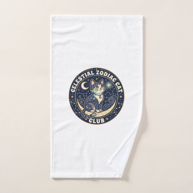 Diseño de camiseta de gato zodiacal celestial - Ce (Toalla de mano)