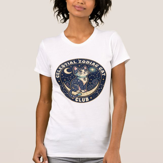 Diseño de camiseta de gato zodiacal celestial - Ce (Anverso)