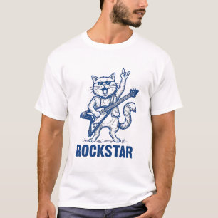 Diseño de camiseta de grabado vintage de gato rock