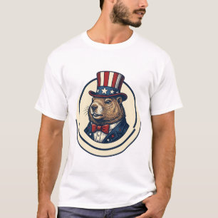 Diseño de camiseta de grabado vintage de marmota p