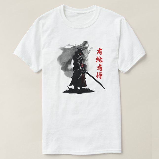 Diseño de camiseta de guerrero samurái de la sombr (Diseño del anverso)