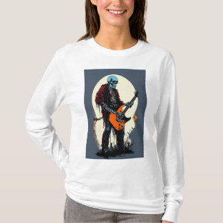 Diseño de camiseta de guitarra eléctrica Skull esp