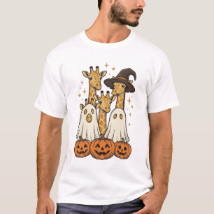 Diseño de camiseta de Halloween de jirafa fantasma
