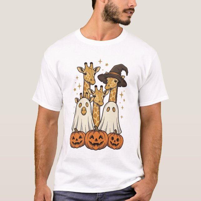 Diseño de camiseta de Halloween de jirafa fantasma (Anverso)