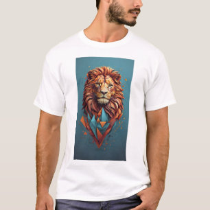 Diseño de camiseta de ilusión 3D de león geométric