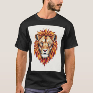 Diseño de camiseta de león con brillo geométrico