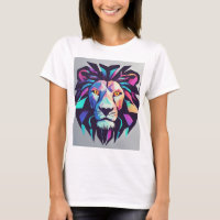 Diseño de camiseta de león geométrico neón futuris
