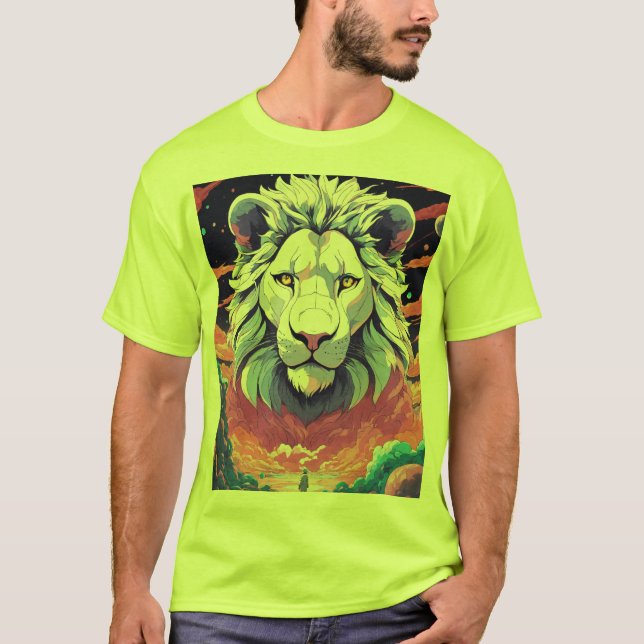 Diseño de camiseta de león geométrico retro Pixel  (Anverso)