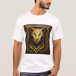 Diseño de camiseta de león geométrico tribal