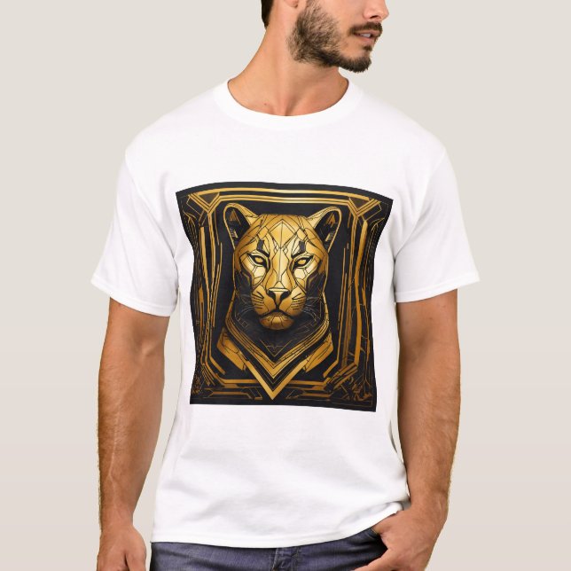 Diseño de camiseta de león geométrico tribal (Anverso)