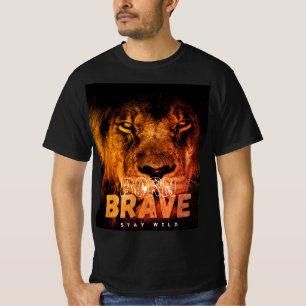Diseño de camiseta de león valiente