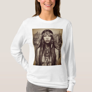 Diseño de camiseta de linework nativo americano