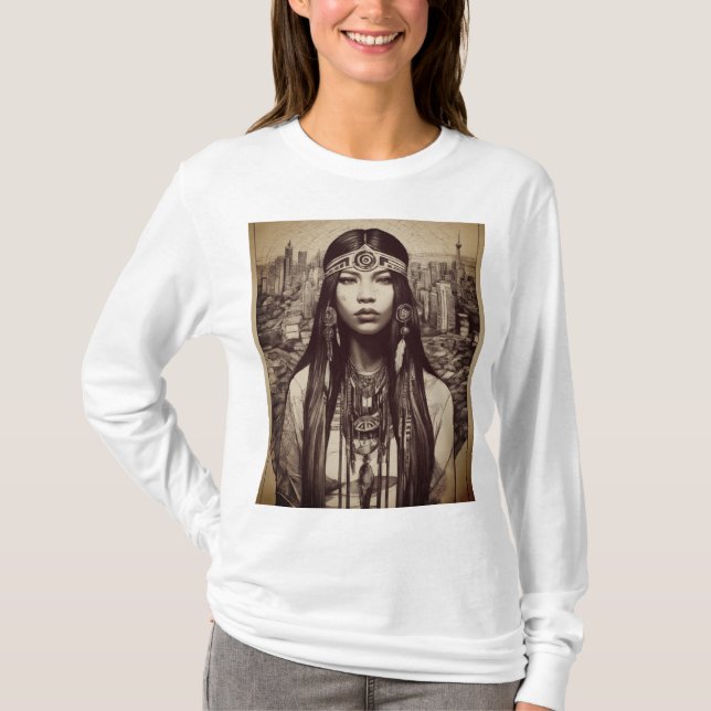Diseño de camiseta de linework nativo americano (Anverso)