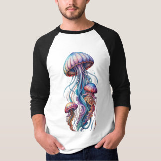 Diseño de camiseta de medusa colorida