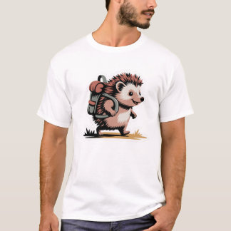 Diseño de camiseta de mochila de erizo lindo