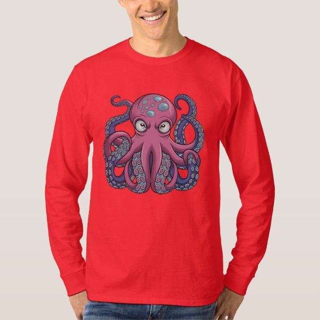 Diseño de camiseta de monstruo del pulpo vectorial (Anverso)