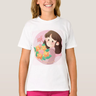 Diseño de camiseta de niña con flores linda
