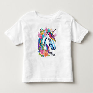 Diseño de camiseta de niño pequeño de unicornio fl