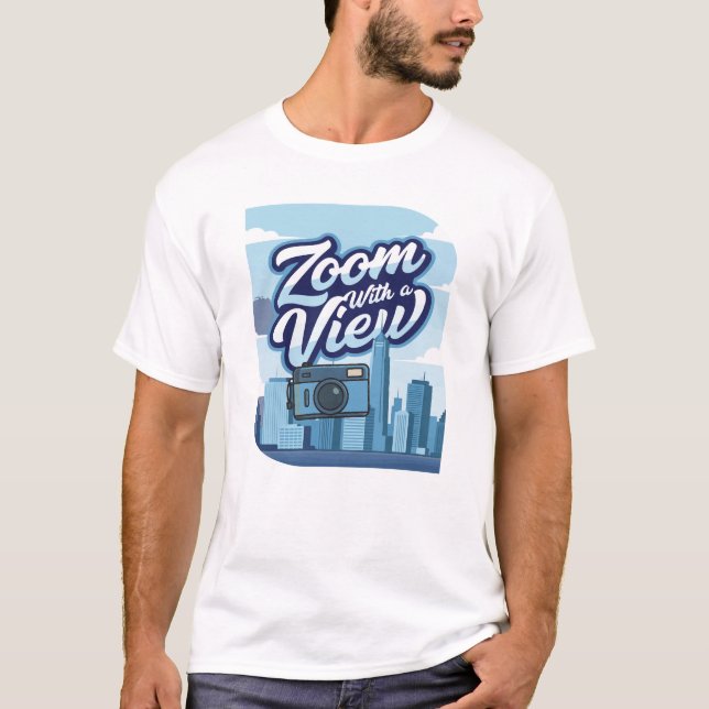 Diseño de camiseta de paisaje urbano de cámara con (Anverso)