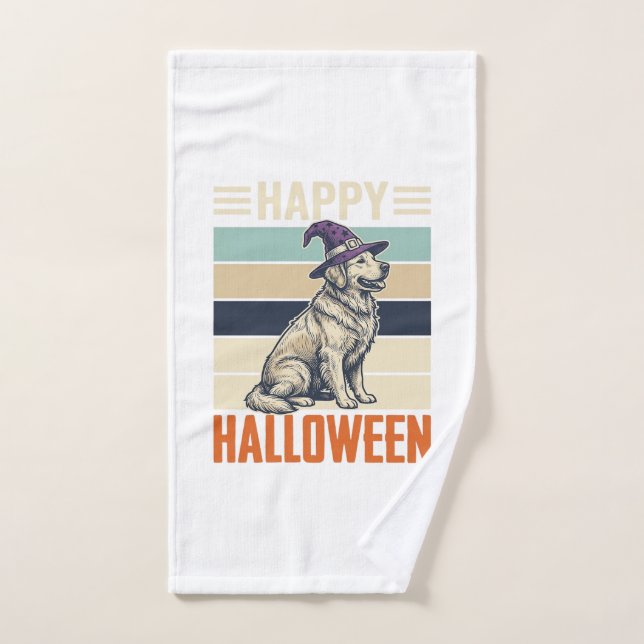 Diseño de camiseta de perro con sombrero de bruja  (Toalla de mano)