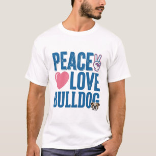 Diseño de camiseta de perro vintage de amor paz bu