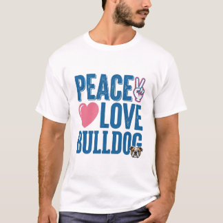 Diseño de camiseta de perro vintage de amor paz bu