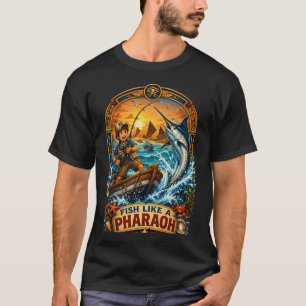 Diseño de camiseta de pesca como un faraón