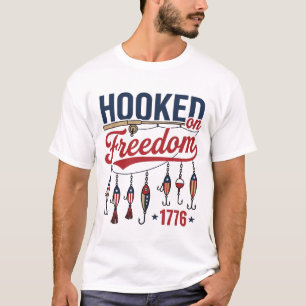 Diseño de camiseta de pesca patriótica Adicto a la