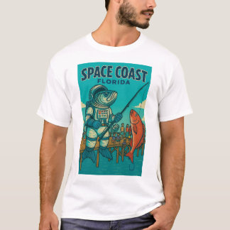 Diseño de camiseta de pez espacial con temática de