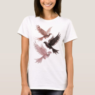 Diseño de camiseta de plata elegante TRES PÁJAROS