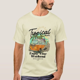 Diseño de camiseta de playa de viaje colorido