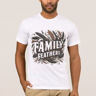 Diseño de camiseta de plumas familiares