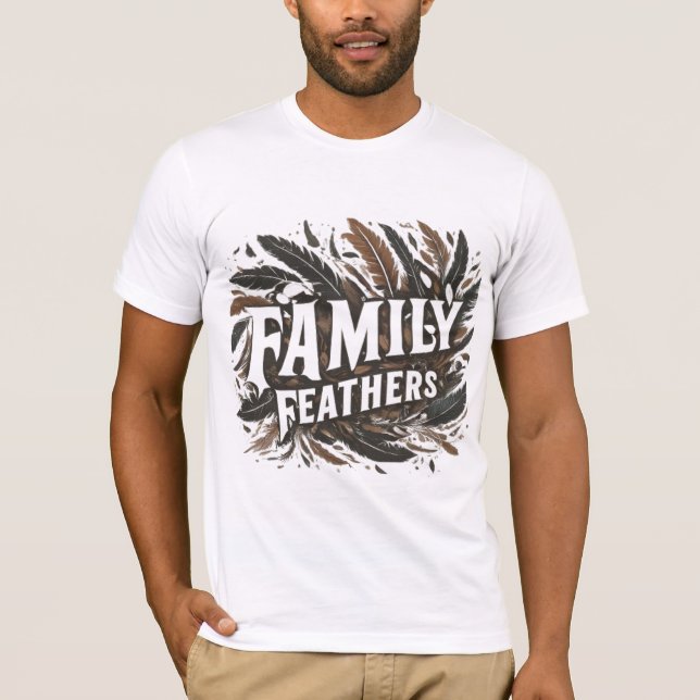 Diseño de camiseta de plumas familiares (Anverso)