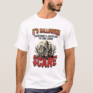 Diseño de camiseta de susto de casa embrujada de H