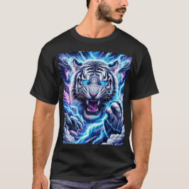 Diseño de camiseta de tigre con iluminación azul e