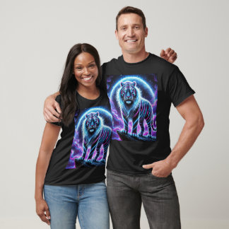 Diseño de camiseta de tigre de energía neón.