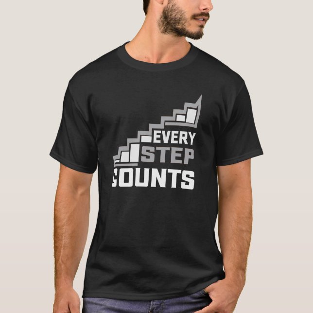 Diseño de camiseta de tipografía Every Step Counts (Anverso)