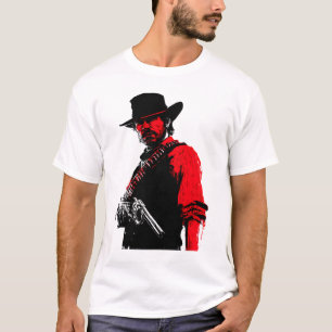 diseño de camiseta de vaquero delineado en rojo