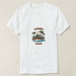 Diseño de camiseta de verano playa isla tropical