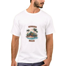 Diseño de camiseta de verano playa isla tropical